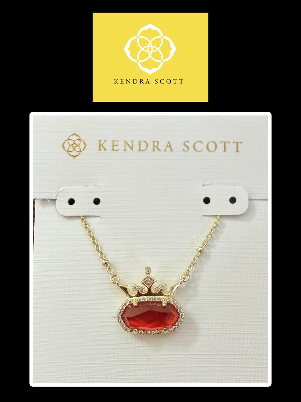 Disney x Kendra Scott Elisa Princess Crown Necklace - Gold / Red "Visionary"